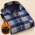【加绒加厚】商务休闲格纹柔复古男士保暖衬衫(蓝色 170)