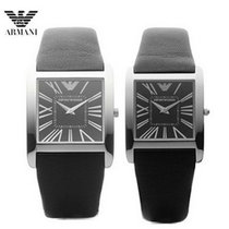 Armani/阿玛尼手表 经典真皮皮表带方形简约情侣表AR2006/AR2007(AR2006)(AR2007女)