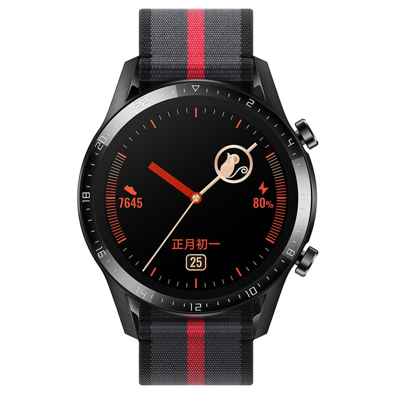 huaweiwatchgt2新年款46mm新年红黑红色尼龙表带两周续航高清彩屏心脏