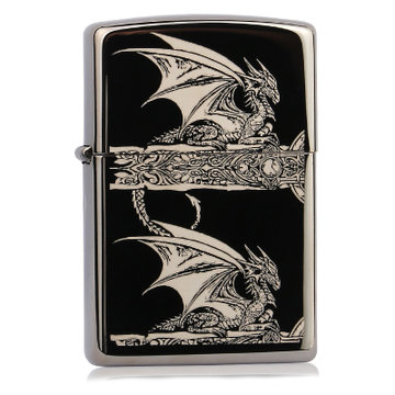 zippo打火机28961双翼龙黑冰雕刻之宝名家系列男士礼品生日礼物