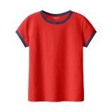 艾米恋纯棉短袖白色t恤女装夏季2021年新款潮上衣修身打底衫衣服(红色 S)