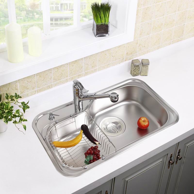 水槽原装进口韩国白鸟水槽304不锈钢套餐大单槽厨房洗菜盆rs840配yj