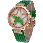 时光一百（Time100）W50058L.01A满天星彩钻时尚女士腕表（绿色）