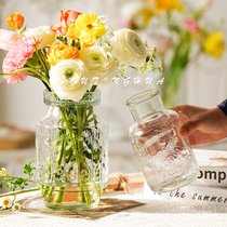 竖条简约美式乡村玻璃花瓶耐看实用不过时经典家居摆件超美礼物(土耳其+玫瑰【共2个】 大)