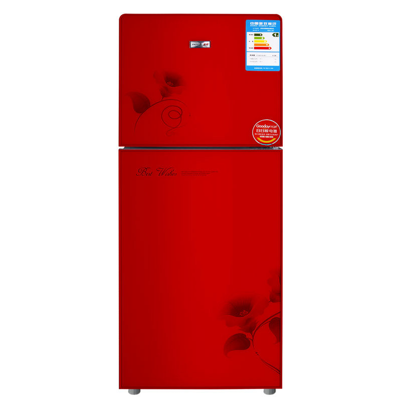 万爱bcd-142升双门小冰箱 家用节能电冰箱(红色)