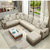 紫茉莉布艺沙发简约现代大小户型客厅转角整装可拆洗沙发组合家具(杏色+咖啡色 11号色 两件套（2.16米）)