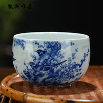 凯斯唯嘉 纯手工陶瓷功夫茶杯景德镇仿古花鸟品茗杯手绘青花主人杯单杯 手绘青花喜上眉梢主人杯/ 图片