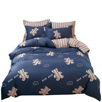 英爵家纺 三件套四件套单独床单被套枕套可选床上用品单人双人件套(熊宝贝-蓝)