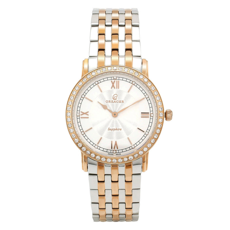 oreager欧雷格瑞士手表原装进口石英机芯爪镶锆石超薄钢带男表