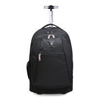 瑞士军刀男士大容量多功能行李双肩背包手提拉杆箱包 户外旅行包(黑色升级)