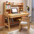 实木书桌书架组合一体简约电脑桌家用卧室学生写字桌儿童学习桌子(2002#书桌0.8米原木色+扶手椅)