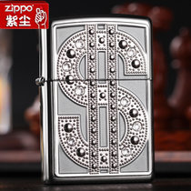 原装 正版防风ZIPPO打火机 银色美元水晶符号 20904 zipoo(红色)