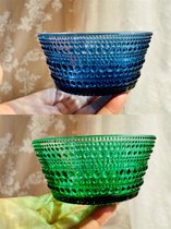 出口芬兰纯手工制作彩色透明露珠碗水果沙拉碗盘果碗家居装饰摆件(莫迪兰碗1个+祖母绿碗1个 默认版本)