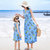 亲子装夏季新款母女度假沙滩背心长裙110-160 S-XL码女童绵绸宽松无袖连衣裙06(XL码 蓝色)