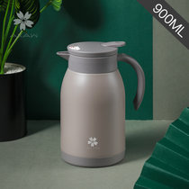日本AKAW304不锈钢家用保温水壶保温壶办公室热水瓶大容量咖啡壶(900ml-可可棕)