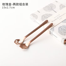 INS风304不锈钢创意咖啡勺 家用抖音网红猫爪勺甜品勺搅拌勺子(猫爪勺-玫瑰金两件套 默认版本)