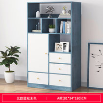 竹咏汇  书架书柜简约落地 多层家用简易客厅置物架省空间经济型客厅储物柜(A款蓝松木81长24宽180高)