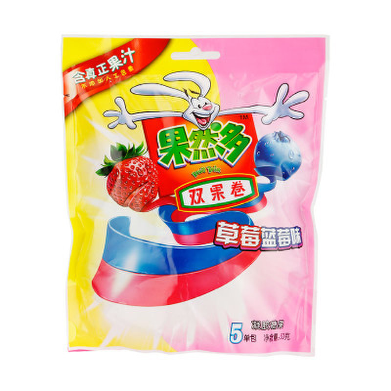 糖果巧克力果然多双果卷草莓蓝莓味50g袋返回商品页