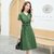 一三得衫夏季短袖连衣裙2022年流行女装气质收腰显瘦薄款裙子(绿色 L)