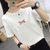 2019夏季韩版女装宽松圆领短袖T恤女半袖套头印花体恤衫女(341白色 XL)