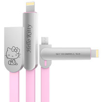 优加 Hello Kitty 苹果iphone6/6s/7plus安卓二合一数据线 充电线 粉色-2米