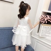 童装女童连衣裙夏装2018新款夏季韩版洋气蓬蓬纱裙儿童公主裙子(白色)(150cm)