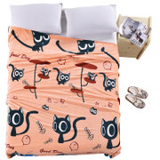 南极人法莱绒毛毯 加厚保暖珊瑚绒 法兰绒毯子 午睡儿童卡通盖毯A(爱吃鱼的猫 120cmX200cm)