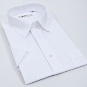 隆庆祥 短袖衬衫 白色短袖衬衫商务休闲衬衣 修身时尚纯棉男衬衣(41)