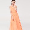 EVEI女装新款无袖波西米亚长裙 海边度假裙伸缩腰雪纺宽松版连衣裙328880(橘色	 M)