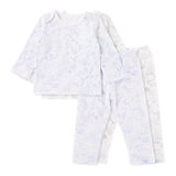 Petitkami2021秋冬婴童海洋印花信封领长袖长裤分体套装(80 蓝色套装)