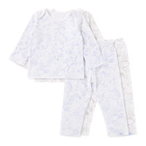 Petitkami2021秋冬婴童海洋印花信封领长袖长裤分体套装(110 蓝色套装)