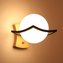实木LED壁灯 室内壁灯 卧室床头灯 创意客厅咖啡厅走廊衣帽间墙壁灯具(单头 赠5W暖光)