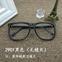 眼镜框 金属圆框无镜片眼镜架 男女时尚平光镜复古款近视眼镜框架(2901方框亮黑(无镜片))