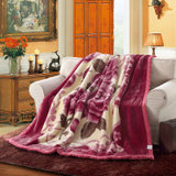晶丽莱家纺 加厚拉舍尔毛毯 双面花纹 冬季双层单人双人厚盖毯(橡皮红 180cmX200cm)