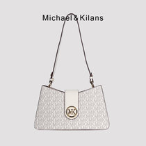MICHAEL&KILANS 品牌包包女包新款老花单肩包复古斜挎气质小方包 B2210761(白色)
