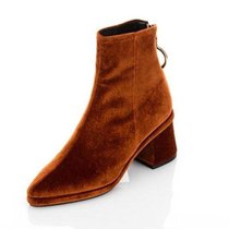 2017秋冬新款尖头高跟短靴欧美风粗跟马丁靴及裸靴英伦复古中筒靴(40)(浅棕色)