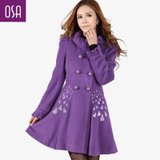 浪漫*OSA秋冬新款韩版女装含49.5%羊毛大衣毛呢外套D21664深紫色 S