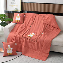 抱枕被两用加厚午睡枕头被车载靠枕被四季通用二合一办公室折叠毯(橘红)