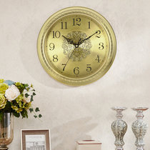 汉时（Hense） 欧式创意黄铜装饰挂钟时尚客厅复古石英时钟HW88(阿拉伯数字金属盘A款)