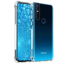 vivos1手机壳 VIVO S1手机套 vivos1保护套壳 透明硅胶全包防摔气囊手机壳套+全屏钢化膜+指环支架