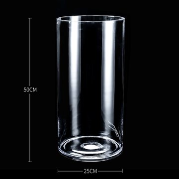 创意加厚直筒玻璃鱼缸圆柱形大号客厅落地花瓶水培透明玻璃摆件口径