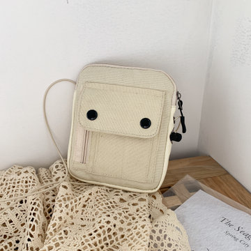 斜挎手机包女2020新款迷你小布包休闲钥匙零钱包百搭帆布小包包潮米