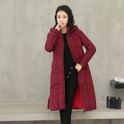 冬季女装2018新款过膝羽绒棉服女韩版时尚加厚外套棉袄棉衣中长款(酒红色 M) 冬季女装2018新款过膝羽绒棉服女韩版时尚加厚外套棉袄棉衣中长款(酒红色 M)
