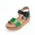 Daphne/达芙妮夏新款撞色仿木纹厚底坡跟露趾凉鞋1014303032(绿色 36)