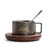 创意美式咖啡杯碟勺 欧式茶具茶水杯子套装 陶瓷情侣杯马克杯.Sy(美式咖啡杯(铁锈黑)+勺+木盘)