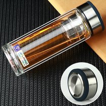 双层玻璃杯印字订制水杯广告杯定制logo活动小礼品杯子开业赠品批(19扬帆盖实芯底+高滤网)