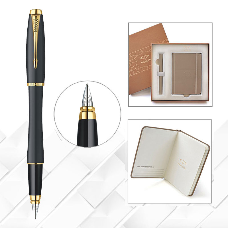 派克(parker)笔记本礼盒套装和(都市磨砂黑杆金夹墨水笔)