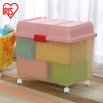 爱丽思IRIS大号透明塑料大容量儿童可移动玩具收纳箱衣物整理箱540(粉色)
