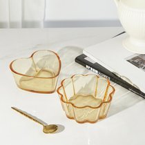 琥珀色花形心形玻璃甜品碗沙拉碗烘焙布丁碗蛋糕杯舒芙蕾烤箱烤碗(心形1只)