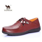 台湾骆驼男鞋商务休闲鞋流行皮鞋真皮*低帮鞋单鞋子潮鞋(红棕色 39)
